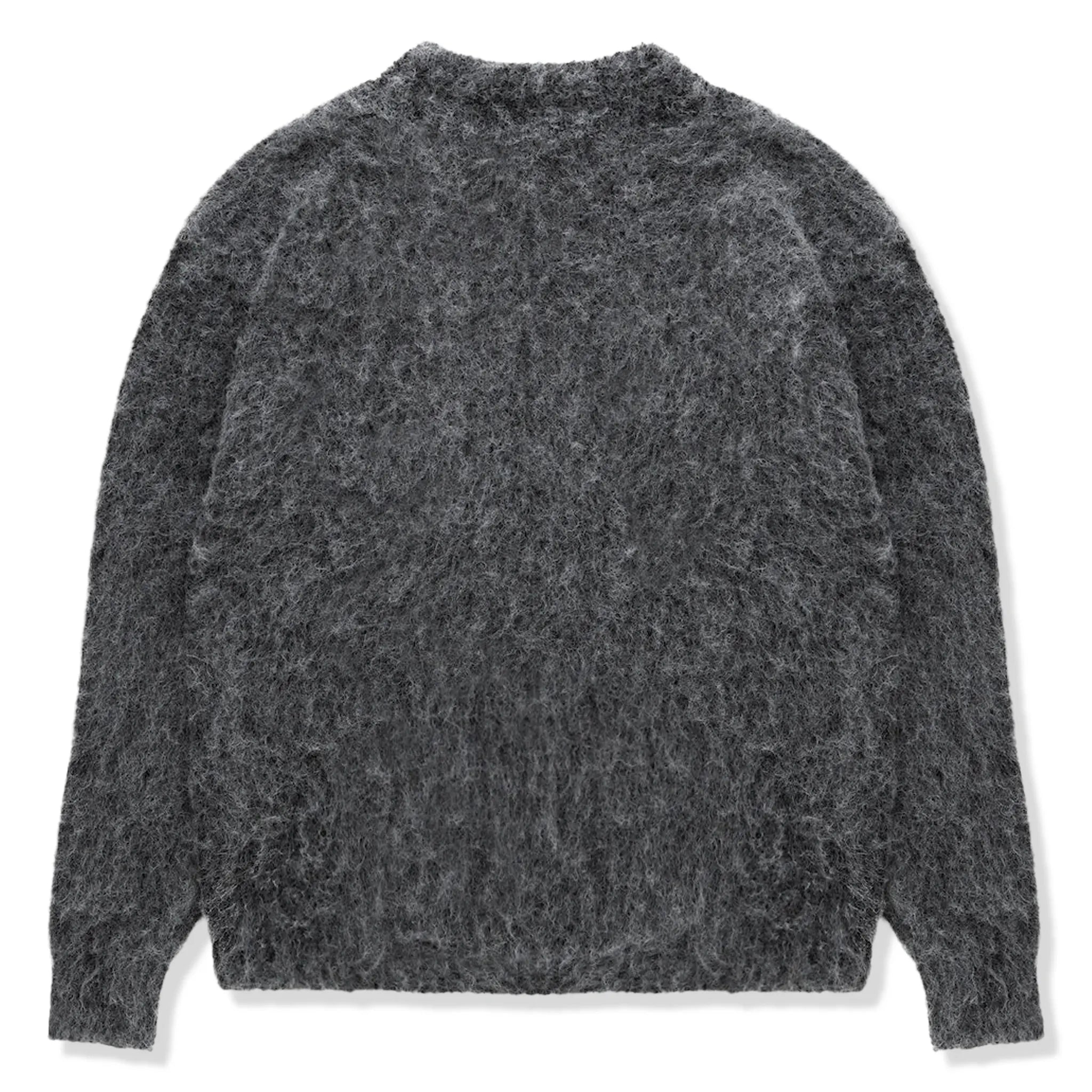 Back View of Bénir Clothing Mohair Knit BC Charcoal Sweatshirt MOJUMPCHAR